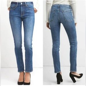 Gap 1969 Resolution Slim Straight Medium Blue Wash Denim Jeans 31 Tall